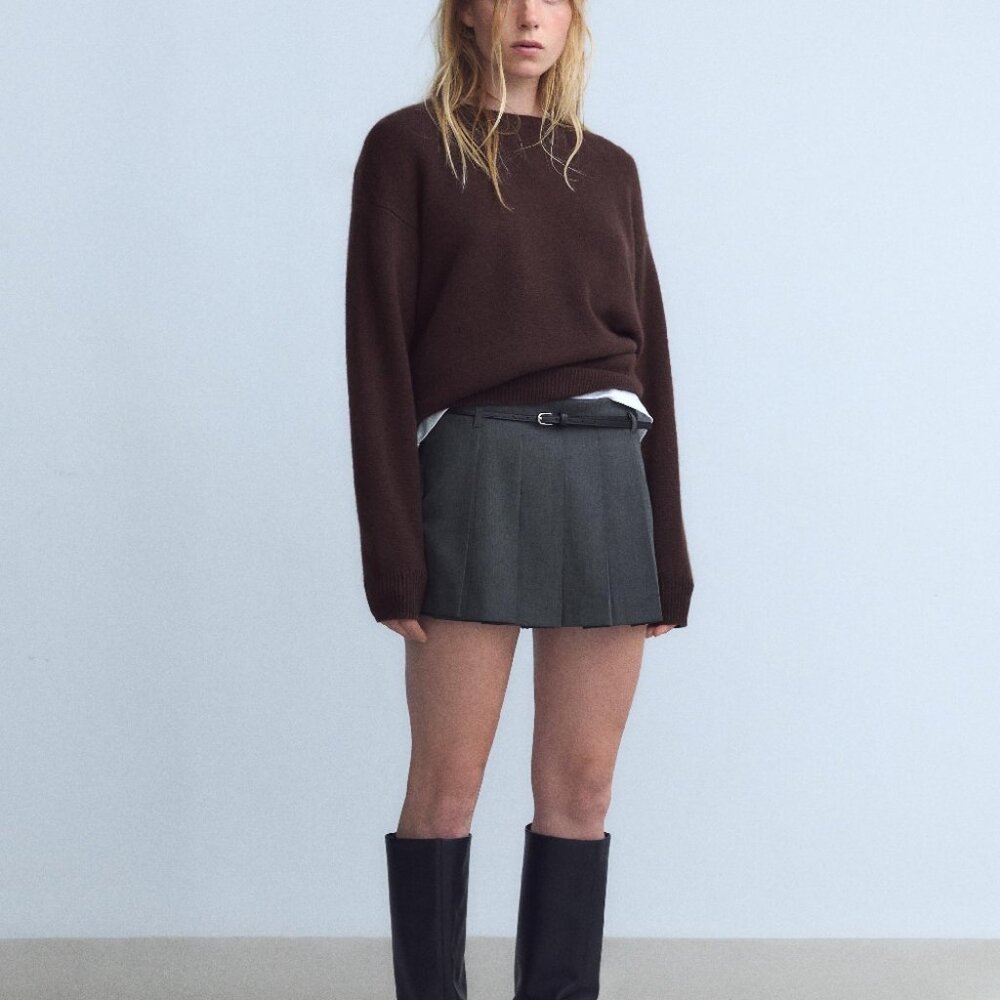 ZARA BOX PLEAT SKORT WITH BELT